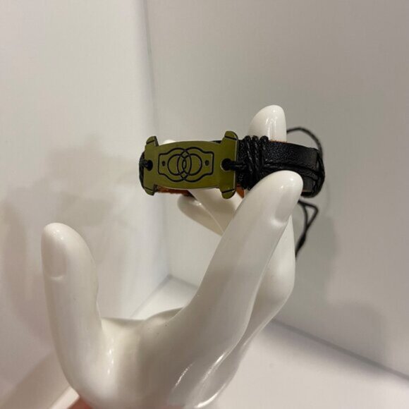 Leather  Metal Adjustable Bracelet With metal handcuffs symbol commitment - Picture 8 of 14